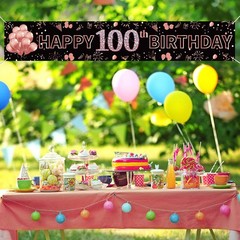 Pimvimcim Happy 100th Birthday Banner 1 Count (Pack of 1), Rose Gold