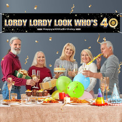 Lordy Lordy Look Who’S 40 Decorations, Large Funny Forty Birthday Banner for Men