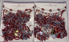 Centennial July 4th Decorations, Set Of 2 Crepe Tissue Paper Pom Pom & Stars NEW