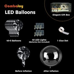 40 Pack Led Balloons Light Up with Warm White Lights, 45 Transparent Balloons…