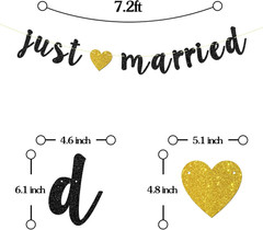 Black Glitter Just Married Banner – Engaged Sign – Wedding Banner – Bridal Showe