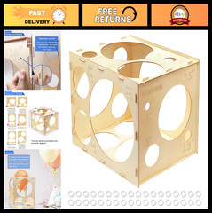 Collapsible Wood Balloon Measurement Box – 18 Holes, 1-12 Inch Sizer Cube Tool