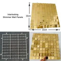 Champagne Gold Shimmer Wall Panels 10 Pcs Wall Backdrop Square Sequins