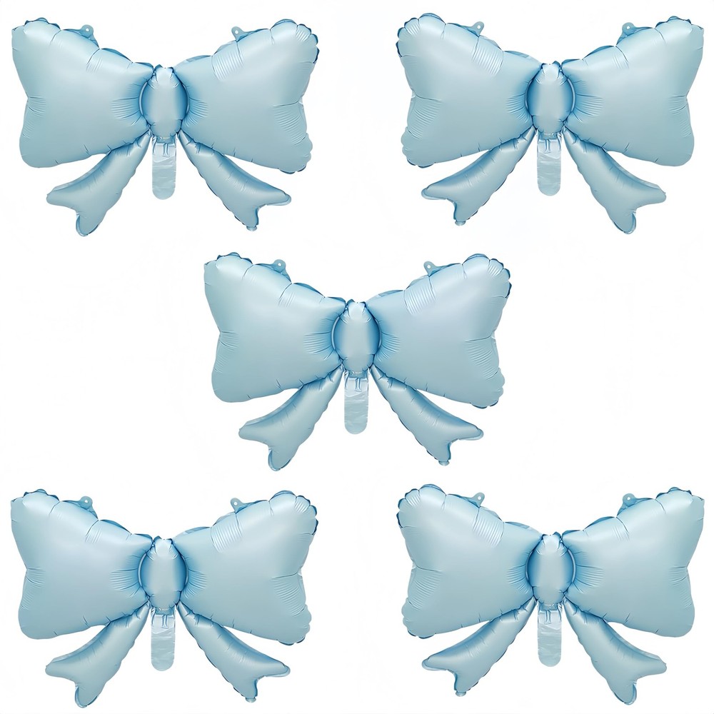 Blue Bow Decor Balloons 5Pcs/coquette Balloons Blue Party for Princess, Fairy…