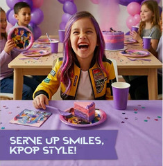 Kpop Plates and Napkins – 32 Pack | Dessert-Sized | Kpop Demon Hunters Birthday