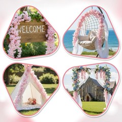10 Pcs 59FT Artificial Cherry Blossom Garland, Pink Sakura Flower Vines Hangi…