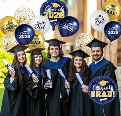 Navy Blue and Gold Graduation Balloons Graduation Decorations 2026, 51Pcs Grad L