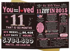 11th Birthday Decorations for Girls 11 Year Old Girl Birthday Gifts Banner