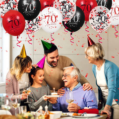 70Th Birthday Balloons for Women, 16Pcs Red Black Happy 70Th Birthday Balloons D