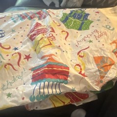 Multicolor Vintage Happy Birthday Plastic Tablecloth, Birthday Pattern