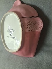 Happy Valentines Day Cupcake Shaped Bowl, Pink Ceramic Birthday Decor