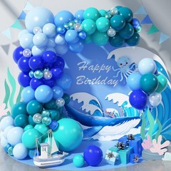Blue Balloon Garland Arch Kit, 112 Pcs Pastel Baby Light Blue Royal Blue Slat…