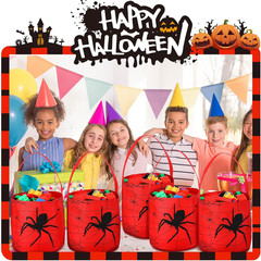 24 Pcs Halloween Spiderweb Buckets Bulk Spiderweb Birthday Party Decoration Fabr
