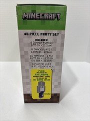 MINECRAFT 40pc Party Kit (8 Dinner Plates/8 Snack Plates/16 Napkins/8 Cups NEW