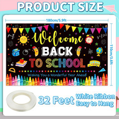 Back to School Decorations Set, NO-DIY Glitter Happy First Day of School Banner,