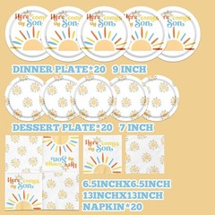 Here Comes The Son Baby Shower Decorations, Sunshine Plates and Napkins