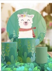 Llama Backdrop Plus 3 Pedestal Covers Round Background Kids Party Decoration