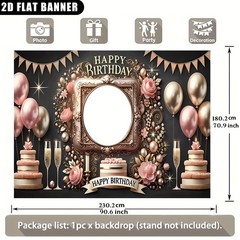 1pc 2D Flat Flower Theme Personalized Birthday Custom Poster Banner Indoor♪