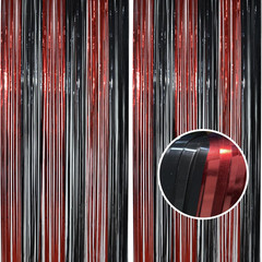 Party Streamers Backdrop – 2 Pack 3.2Ft X 8.2Ft Tinsel Foil Fringe Curtains for