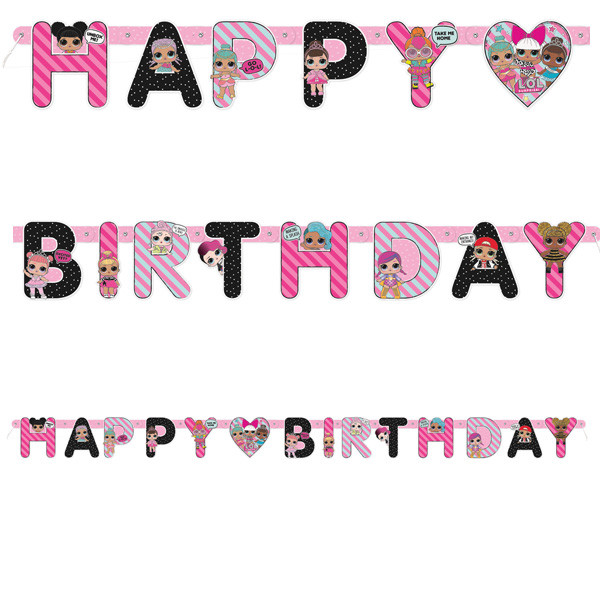 LOL Surprise Dolls Happy Birthday Letter Banner Girls Party Decoration Supplies