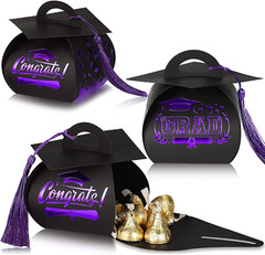 30 Pcs Graduation Cap Gift Box Party Favors Candy Box with Tassel