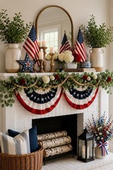 New! Pleated Fan «Bunting» Flag Party Decorations July 4th American Decor USA