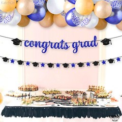 Glitter Congrats Grad Banner – 10 Feet, Pre-Strung | Grad Garland Class of 2026