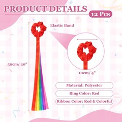 Rainbow Dance Ribbons, Wrist Streamers 20″ & 12 Pcs & Rainbow