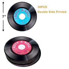 30pcs Record Cutouts 1950s Rock and Roll Music Party Two Sided Decoration 7 I…