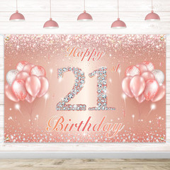 Happy 21St Birthday Banner Backdrop – 21 Birthday Party Decorations Supplies for
