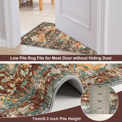 Yamaziot Washable Runner Rug, 2×5 Non-Slip Boho 2′ x 5′, Rust/Dull Teal