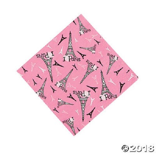 DAY PARTY IN PARIS BEVERAGE NAPKINS PERFECTLY PINK & BLACK EIFFEL TOWER 16 3PLY