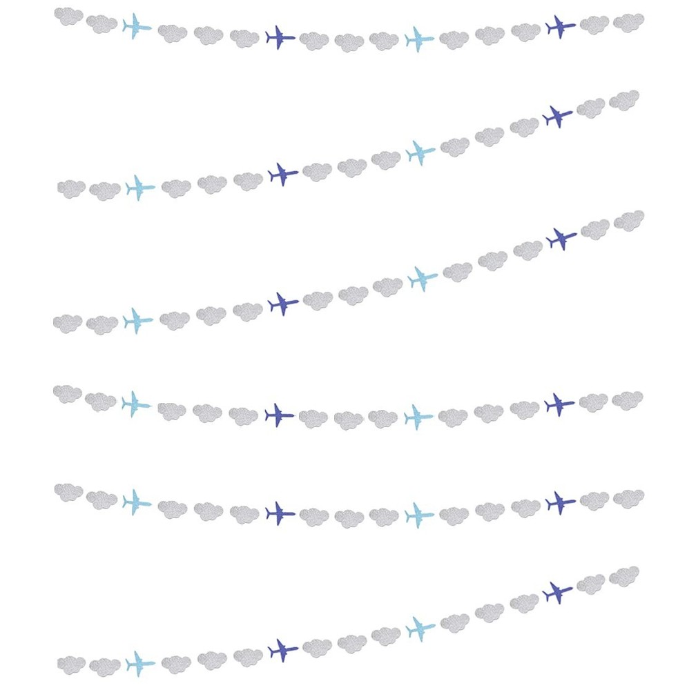 Lauthen.S Airplane Clouds 7.83 Foot (Pack of 6), & Blue Airplanes