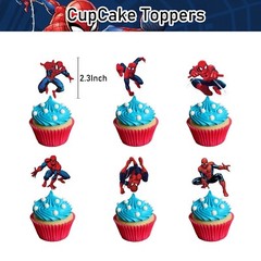Spiderman Theme Birthday Party Decorate Supplies，Balloon Banner Cake Toppers Set