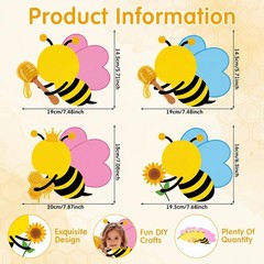 48 Pcs Honey Bee Cutout for Bulletin Board Decoration with Photo Yellow Cute …