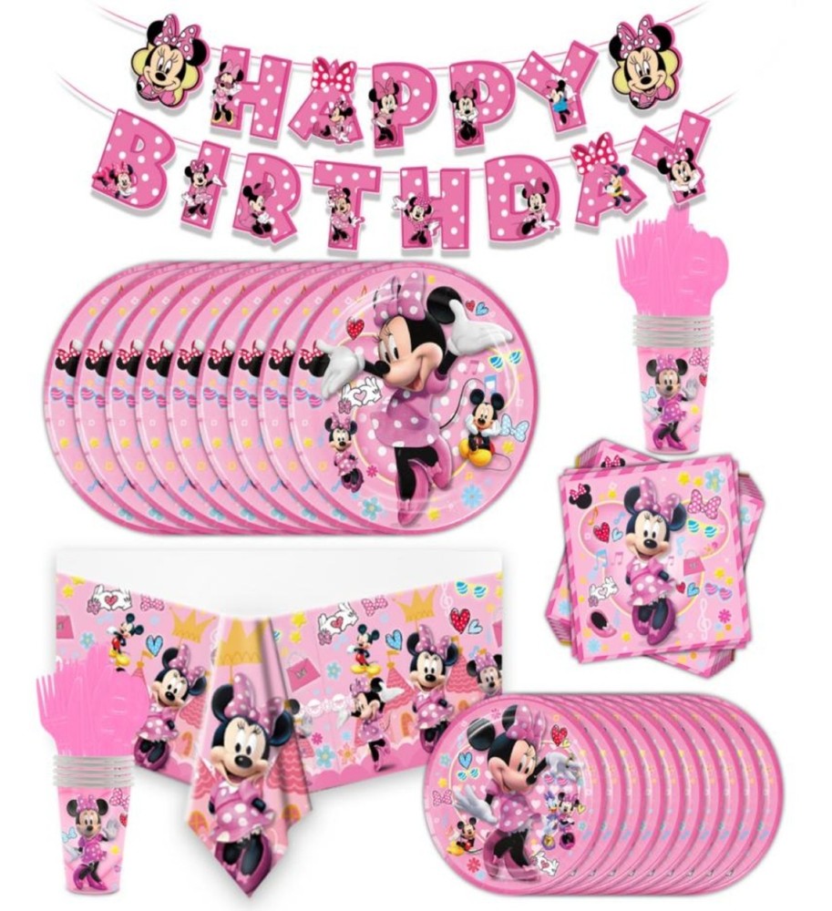 82 pcs, Minnie Mouse birthday party supplies, birthday decorations 10 guests.