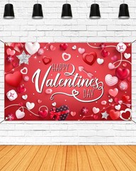 Mocsicka Happy Valentine’s Day Backdrop Banner 70.8×43.3 inch, Red