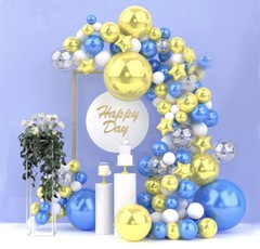139-Pcs Balloon Garland Arch Kit, 18/10/5″ Metallic Blue and Gold Arch Kit
