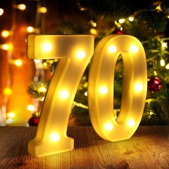 70th Birthday Decorations LED Numbers for Party Table Wall Decor