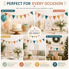 2 Pieces Boho Rainbow Pennant Banner for Classroom Decorations | Pre-Strung B…