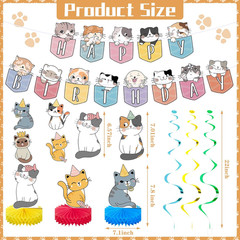 16 Pcs Cat Theme Birthday Party Decorations Party Supplies Kit, Includes Cat Par