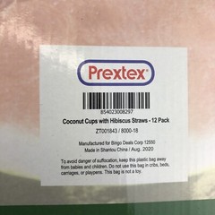 Prextex 12 Pack Coconut Cups for Hawaiian Luau Kids Party with Hibiscus… LOOK