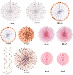 Pink Rose-Gold Bridal-Shower Party-Decorations Streamers White Rose-gold