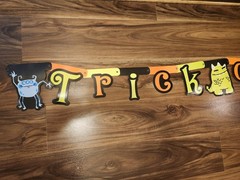 VTG Halloween Letter Trick Or Treat Banner Garland Monster Cardboard Party Decor
