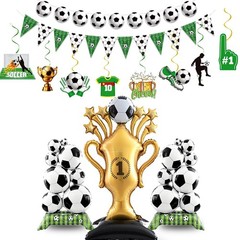 13 Pcs Soccer Party Decorations Set, Giant Trophy Balloon, Soccer Ball Balloons