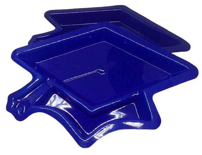 Graduation Cap Disposable Dishes Plates Serving Lot 12 Plastic Blue Party NEW