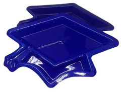 Graduation Cap Disposable Dishes Plates Serving Lot 12 Plastic Blue Party NEW
