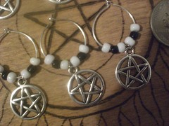 Pentagram Wine Glass Charms Wicca Party Celebration Black White Decoration