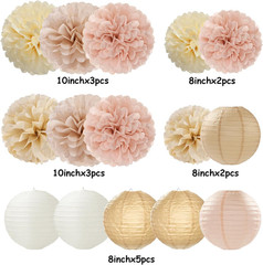 Party Decorations Kit Includes Tissue Flowers Lanterns for Boho Fall Rustic