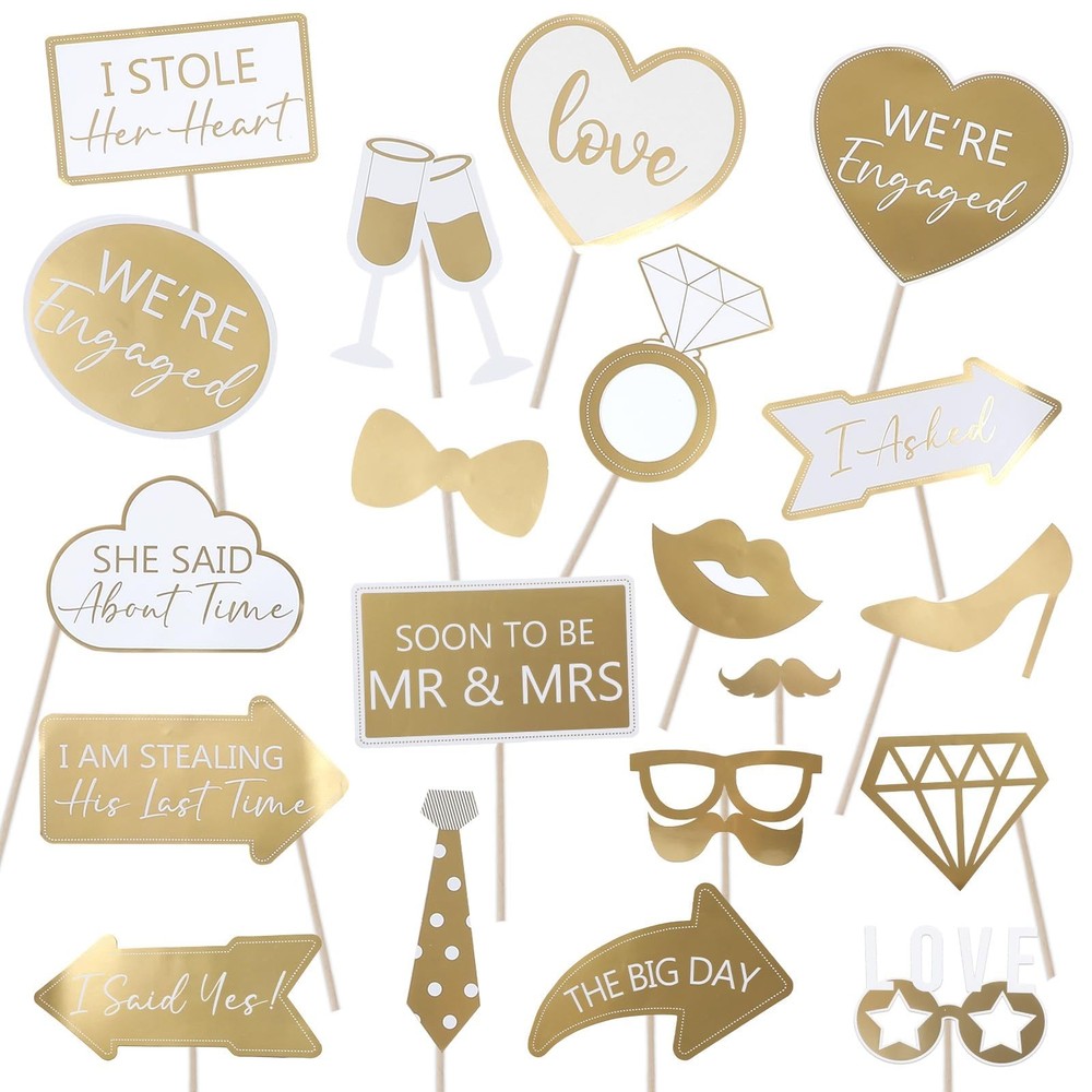 40Pcs Engagement Party Decorations Gold Engagement Photo Booth Props We are E…